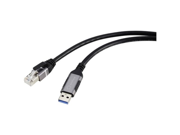 Renkforce RF-6055788, USB-A, RJ45, 3 m, musta, harmaa