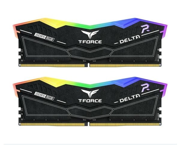 T-Force DELTA RGB - DDR5 - sett - 32 GB: 2 x 16 GB - DIMM 288-pin - 3200 MHz / PC5-51200 - CL32 - 1.35 V - ikke-bufret - on-die ECC - svart