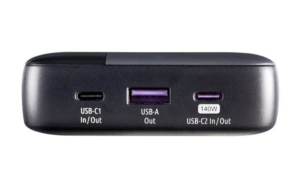 Intenso HE25000 - Strømbank - 25000 mAh - 140 watt - 5 A - Power Delivery 3.1 - 3 utgangskontakter (USB, 2 x USB-C) - grå, svart (en pakke 2)