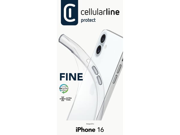 Cellularline 8018080482502, Suojus, Apple, iPhone 16, 15,5 cm (6.1"), Läpinäkyvä