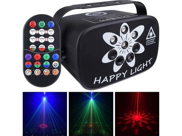 LIGHT4ME LIGHT4ME PARTY LIGHT 1 LED-efekti diskovalaistus UV-laser + kaukosäädin
