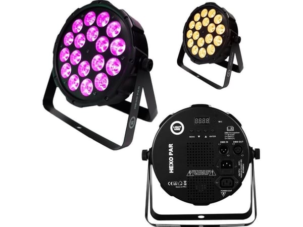 LIGHT4ME REFLEKTOR STAGE PROJEKTOR LED FARGEFONER DISCO PAR 18x12W RGBWA-UV DMX