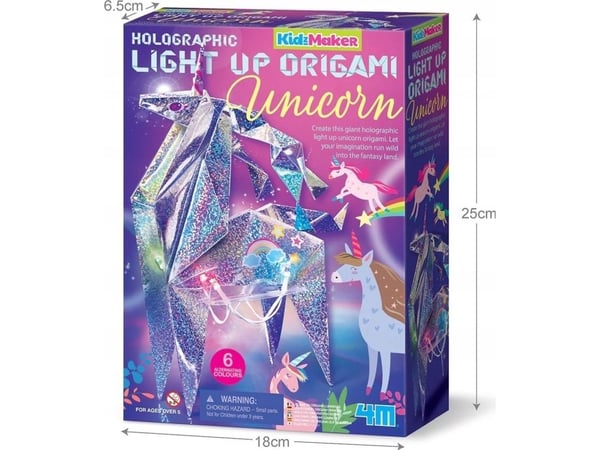 4M KidzMaker Creative Kit "Illuminating Holographic Origami: yksisarvinen"