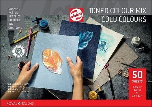 Talens tonet papirblokk Cold colour mix | 29,7 x 21 (A4), 180 g, 50 ark