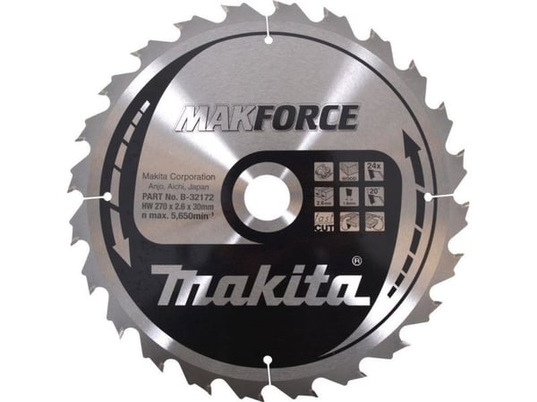 Makita MAKFORCE - Sirkelformet sagblad - for tre - 270 mm - 24 tenner - for XGT HS011GT201