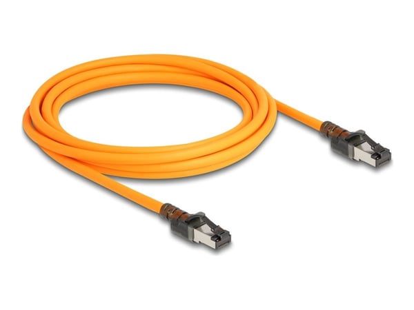 Delock - Nettverkskabel - RJ-45 (hann) til RJ-45 (hann) - 3 m - 6.2 mm - S/FTP - CAT 6a - halogenfri, port finder function (USB-C powered) - oransje