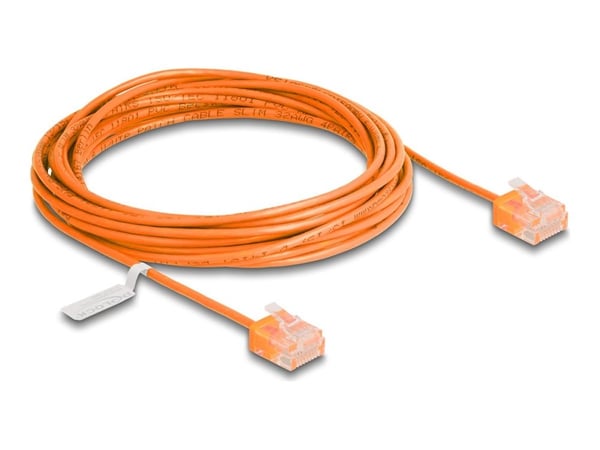Delock RJ45 nettverkskabel Cat.6 UTP Ultra Slim 5 m oransje med korte plugger