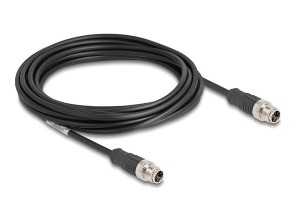 Delock - Nettverkskabel - 8-pins M12 (hann) til 8-pins M12 (hann) - 5 m - 6 mm - S/FTP - CAT 5e - X-kodet - svart