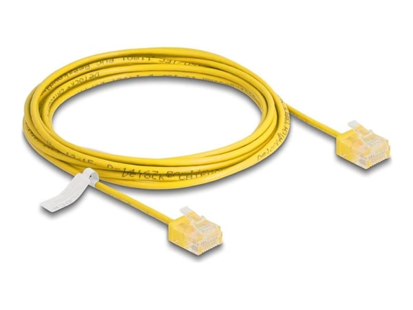 Delock - Koblingskabel - RJ-45 (hann) short til RJ-45 (hann) short - 3 m - 2.6 mm - UTP - CAT 6 - formstøpt, ultra-slim - gul