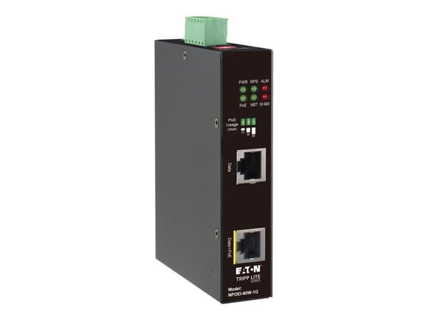 Eaton Tripp Lite Series Industrial Gigabit Ethernet PoE injector, 60W PoE++, 802.3bt, Midspan, -40C to +75C, IP30 housing, Dual 24~57VDC , DIN rail... Eaton Tripp Lite Series Industrial Gigabit Ethernet PoE injector, 60W PoE++, 802.3bt, Midspan, -40C to +75C, IP30 housing, Dual 24~57VDC , DIN rail...