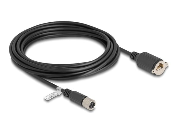 Delock - Nettverkskabel - 8 pin M12-X (hunn) til RJ-45 (hunn) skrubar - 5 m - 6.8 mm - S/FTP - CAT 6a - X-kodet - svart