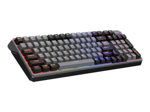 Cooler Master MK770, kaapeli ja langaton, USB + RF langaton + Bluetooth, mekaaninen, QWERTY, RGB LED, musta, harmaa