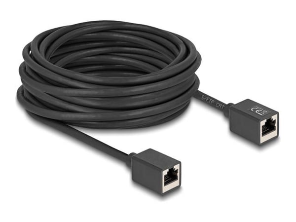Delock - Nettverkskabel - RJ-45 (hunn) til RJ-45 (hunn) - 10 m - 6 mm - S/FTP - CAT 6a - halogenfri - svart