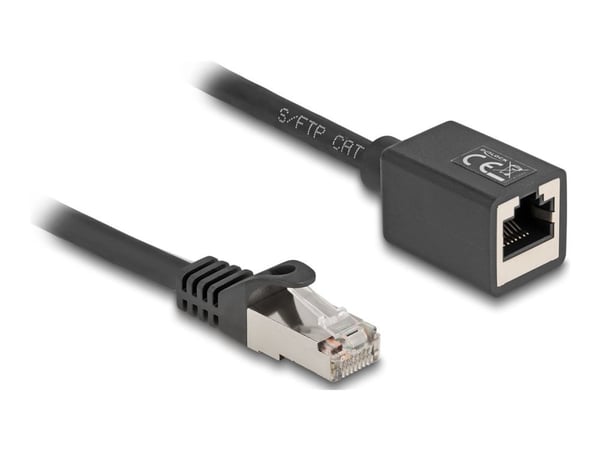 Delock - Nettverksforlengelseskabel - RJ-45 (hann) til RJ-45 (hunn) - 50 cm - 6 mm - S/FTP - CAT 6a - halogenfri, uten hindringer, stifttilordning:...