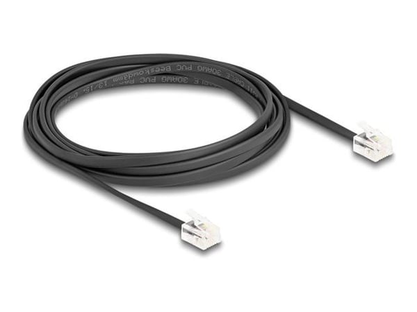 Delock - Telefonkabel - RJ-11 (hann) til RJ-11 (hann) - 3 m - flat - svart
