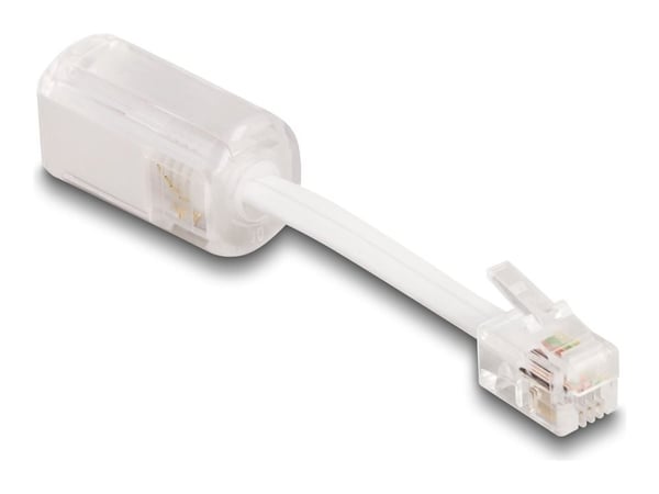 Delock - Telefonadapter - RJ-10 (P) til RJ-10 (R) dreining - uskjermet - gjennomsiktig, hvit