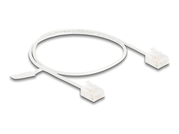 Delock - Koblingskabel - RJ-45 (hann) short til RJ-45 (hann) short - 30 cm - 2.6 mm - UTP - CAT 6 - ultra-slim - hvit