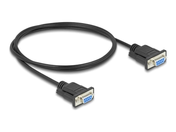 Delock - Seriell RS-232 kabel - DB-9 (hunn) skrubar til DB-9 (hunn) skrubar - 1 m - 5 mm - svart