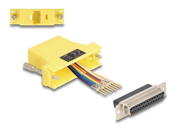 Delock - Seriell adapter - DB-25 (hunn) til RJ-45 (hunn) - CAT 5/5e/6 - tommelskruer - gul
