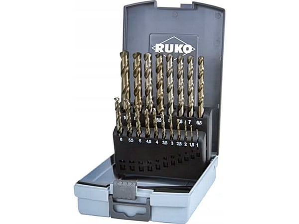 RUKO HSS-G Co5 borresett i metall 19 deler