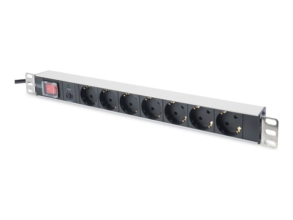 DIGITUS DN-95403 - Effektband (kan monteras i rack) - AC 250 V - ingång: ström - utgångskontakter: 7 (ström) - 19" - 2 m sladd
