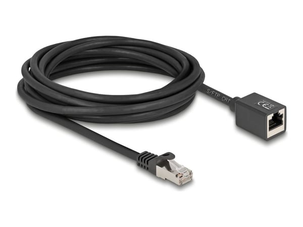 Delock - Nettverksforlengelseskabel - RJ-45 (hann) til RJ-45 (hunn) - 5 m - 6 mm - S/FTP - CAT 6a - halogenfri, uten hindringer, stifttilordning: 1...