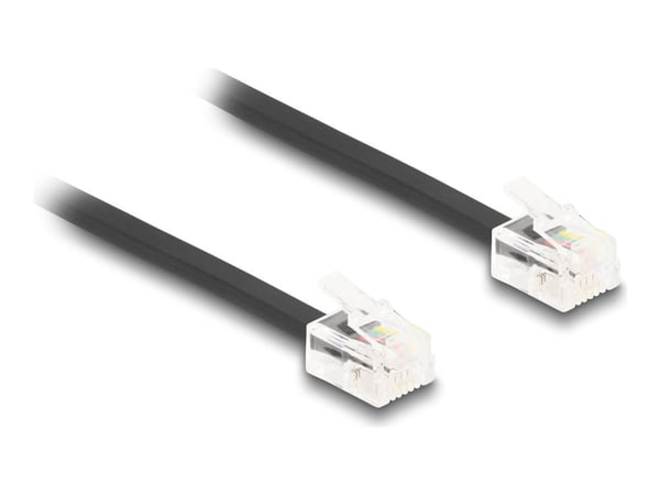 Delock - Telefonkabel - RJ-11 (hann) til RJ-11 (hann) - 10 m - flat - svart