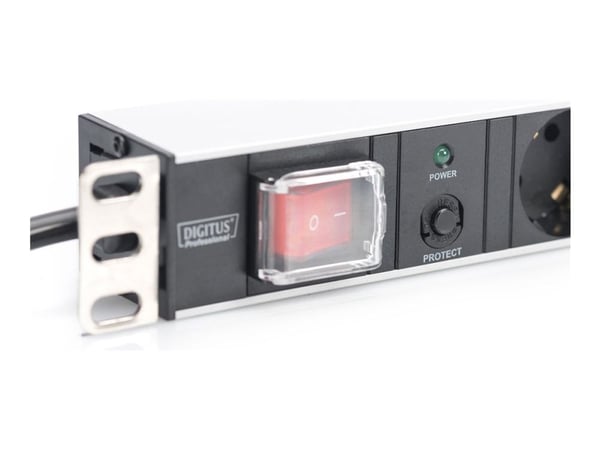 DIGITUS DN-95403 - Effektband (kan monteras i rack) - AC 250 V - ingång: ström - utgångskontakter: 7 (ström) - 19" - 2 m sladd
