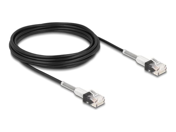 Delock - Koblingskabel - RJ-45 (hann) til RJ-45 (hann) - 5 m - 3 mm - UTP - CAT 6a - halogenfri, formstøpt, slank - svart