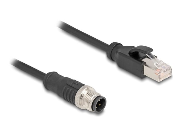 Delock M12-kaapeli D-koodattu 4-nastainen uros RJ45-uros PVC 1 m