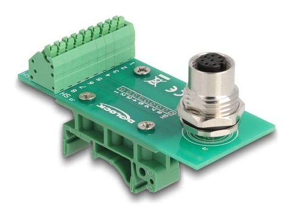 Delock - Strømkontakt - 8 pin M12-A (hunn) til 9-pins terminalblokk - 3.5 mm pitch, M16 external thread