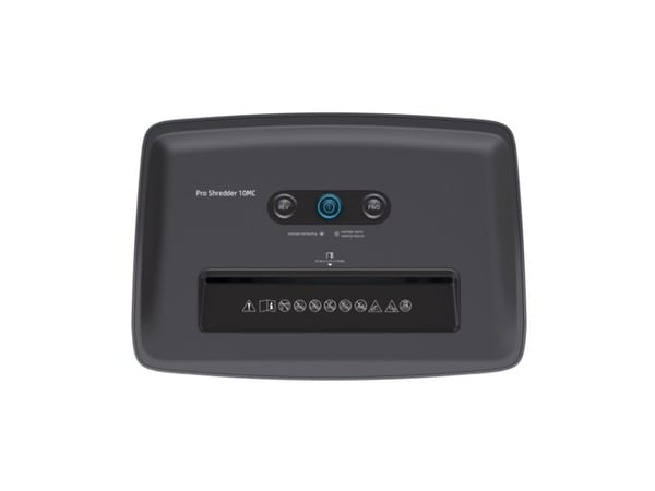 HP Pro Shredder 10MC, Mikrokutt-makulering, 22 cm, 2 mm, 20 l, 55 dB, Knapper