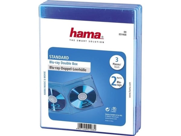 Hama Blu-ray Disc Double Jewel Case - Oppbevarings-Blu-ray Disc-cover - kapasitet: 2 Blu-ray-plater - blå (en pakke 3)
