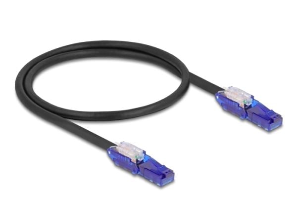 Delock - Nettverkskabel - RJ-45 (hann) vinklet til RJ-45 (hann) vinklet - 50 cm - 6 mm - UTP - CAT 6 - halogenfri - svart