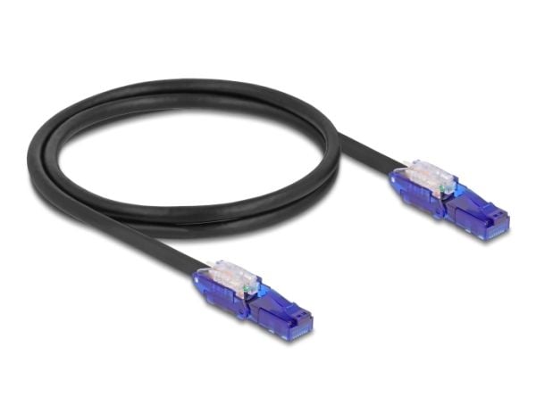 Delock - Nettverkskabel - RJ-45 (hann) 90° up-rotating to 90° down-rotating til RJ-45 (hann) 90° up-rotating to 90° down-rotating - 1 m - 6 mm - UT...