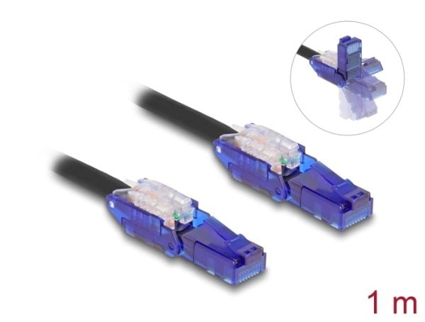 Delock - Nettverkskabel - RJ-45 (hann) 90° up-rotating to 90° down-rotating til RJ-45 (hann) 90° up-rotating to 90° down-rotating - 1 m - 6 mm - UT...