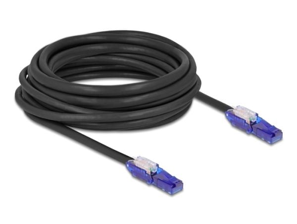 Delock - Nettverkskabel - RJ-45 (hann) 180° pivot til RJ-45 (hann) 180° pivot - 7.5 m - 6 mm - UTP - CAT 6 - halogenfri - svart