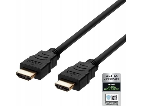 Deltaco HU-50, 5 m, HDMI Type A (Standard), HDMI Type A (Standard), 7680 x 4320 pikseliä, musta