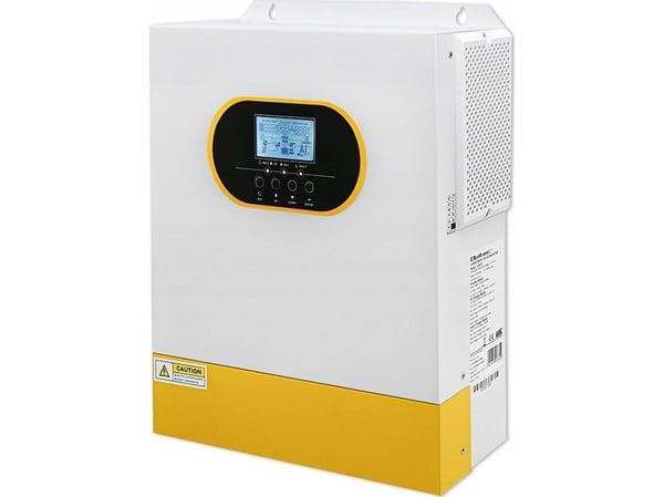 Qoltec - Strømomformer - 100A, BMS, LCD, MPPT, sinus - AC 230 V - 3500 watt - 3500 VA - RS-232, RS-485 - hvit, gul