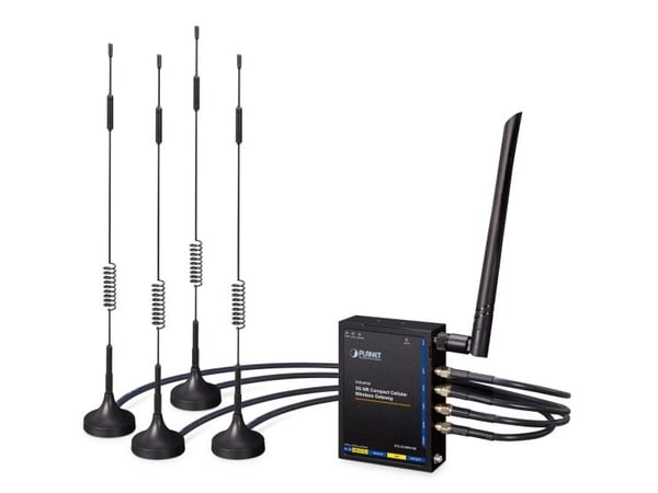 PLANET Industrial 5G NR Compact Cellular Wireless Gateway - Gateway, Sort, Metall, DIN-skinne/veggmontering, Nettverk, Kraft indikator, System, IP3...