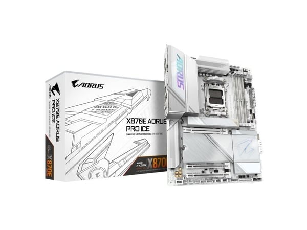 AORUS X870E PRO ICE - Hovedkort - ATX - Socket AM5 - AMD X870E Chipset - USB-C 3.2 Gen 2x2, USB4, USB 3.2 Gen 1, USB 3.2 Gen 2 - 2.5 Gigabit LAN, B...