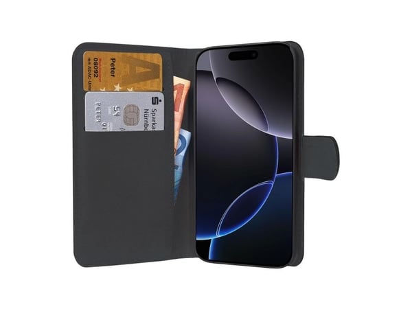 PEDEA 50160993, Lommebok-etui, Apple, iPhone 16 Pro, 16 cm (6.3"), Svart