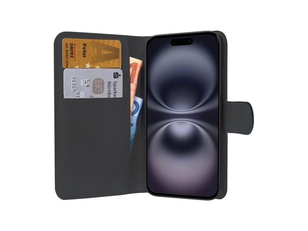 PEDEA 50160985, Lommebok-etui, Apple, iPhone 16, 15,5 cm (6.1"), Svart