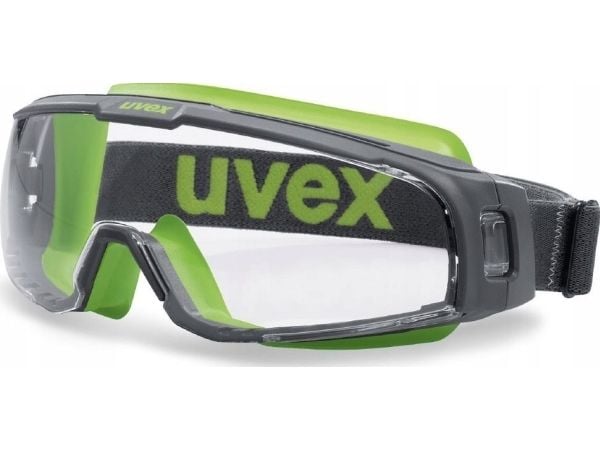uvex u-sonic - Vernebriller - klare linser - polykarbonat, stoff - grå, limegrønn