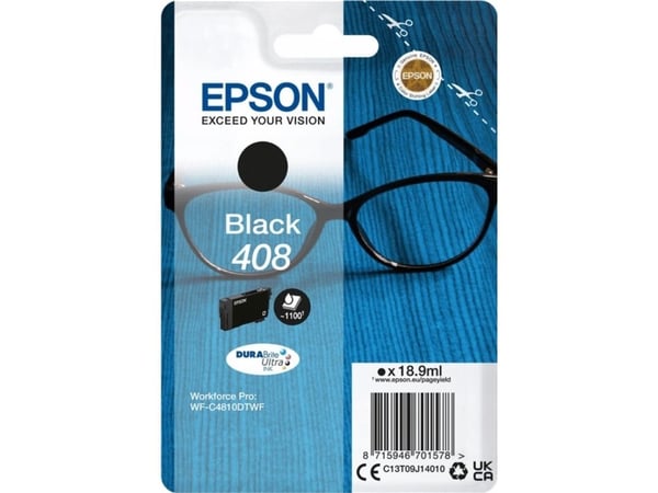 Epson Singlepack Black 408 DURABrite Ultra Ink, Perusvärintuotto, Väriainepohjainen muste, 18,9 ml, 1100 sivua, 1 kpl, Kertapakkaus