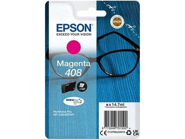 Epson Singlepack Magenta 408 DURABrite Ultra Ink, Perusvärintuotto, Väriainepohjainen muste, 14,7 ml, 1100 sivua, 1 kpl, Kertapakkaus