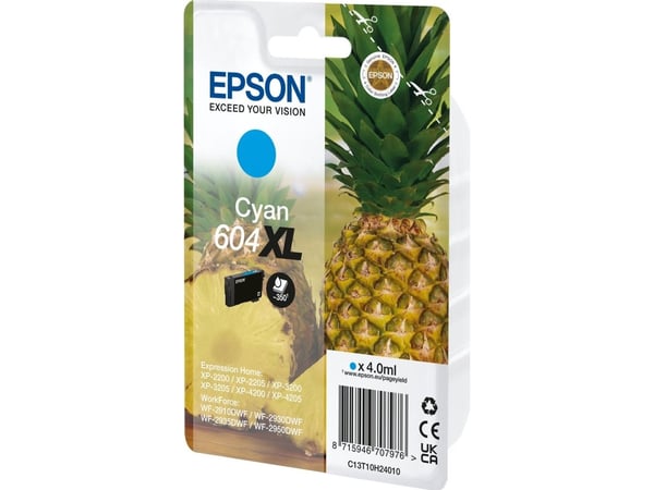 Epson 604XL - 4 ml - syaani - alkuperäinen - läpipainopakkaus, jossa RF/akustinen hälytys - värikasetti - Expression Home XP-2200, 2205, 3200, 3205...