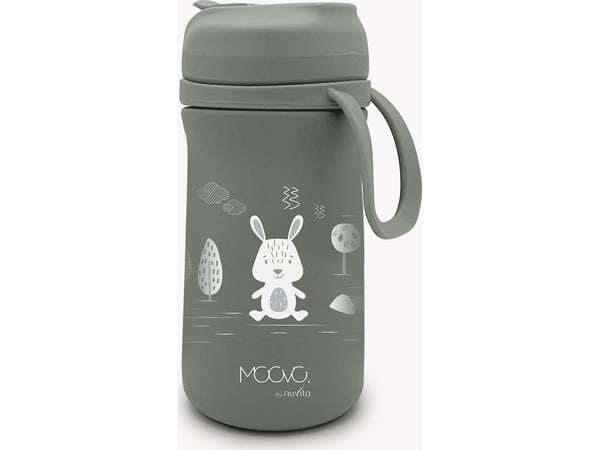 Nuvita MOOVO termoflaske med tut og sugerør Sage green 350 ml