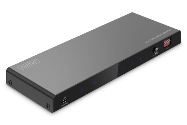 Digitus DS-55340, HDMI, 4x HDMI, 7680 x 4320 piksler, sortering, metall, 8K Ultra HD