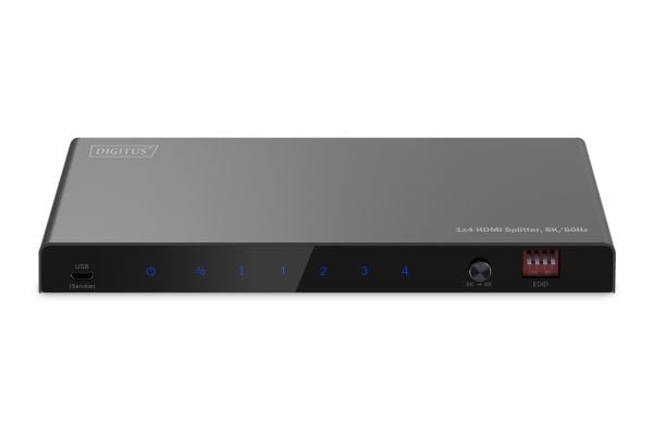 Digitus DS-55340, HDMI, 4x HDMI, 7680 x 4320 piksler, sortering, metall, 8K Ultra HD